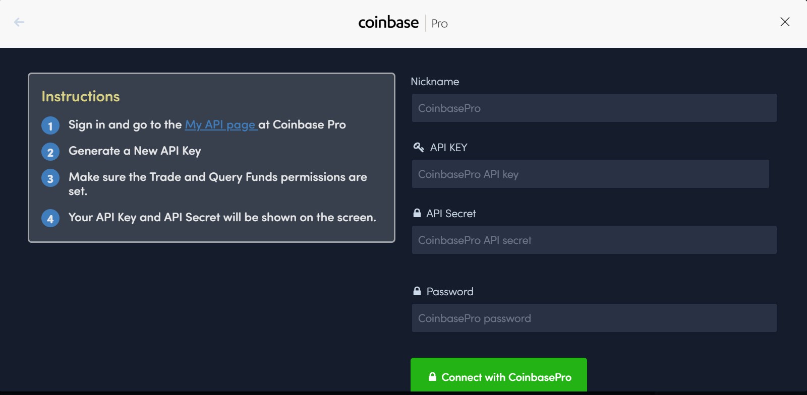 Coinbase Pro Exchange linked to LCX Terminal