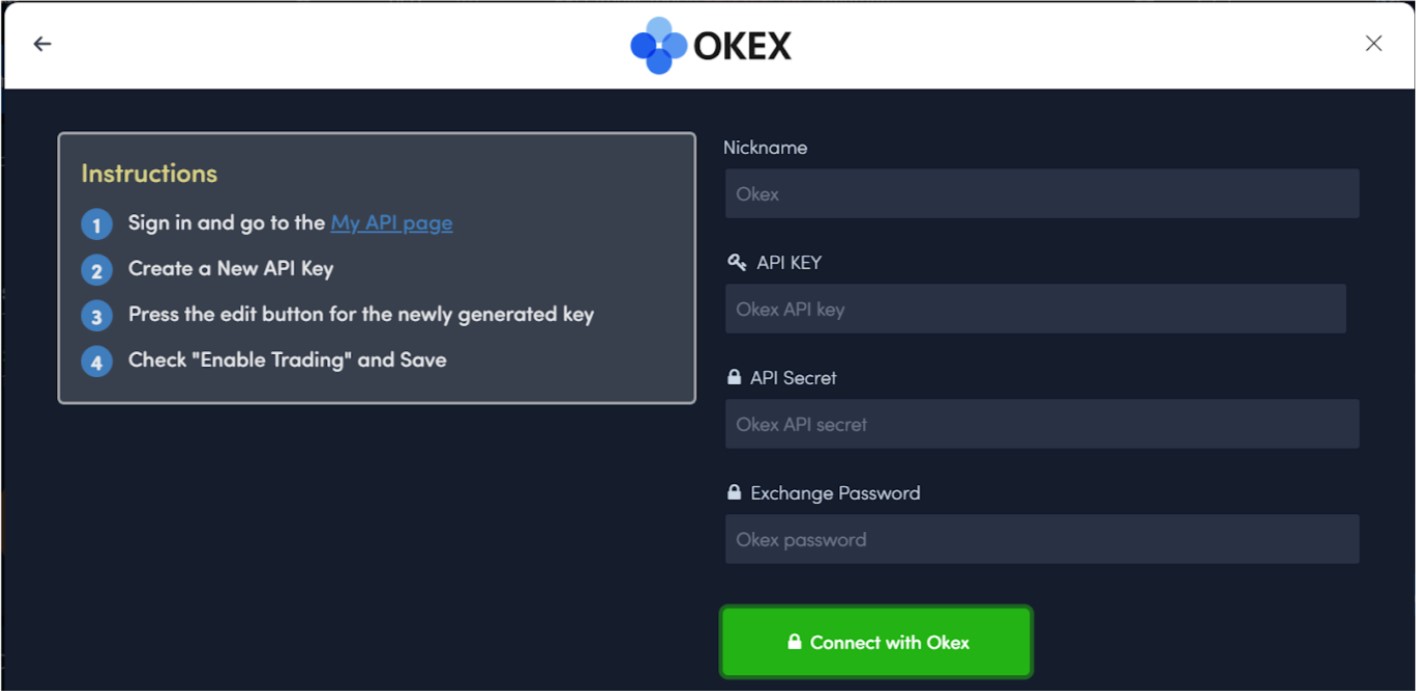 Okex Exchange linked to LCX Terminal
