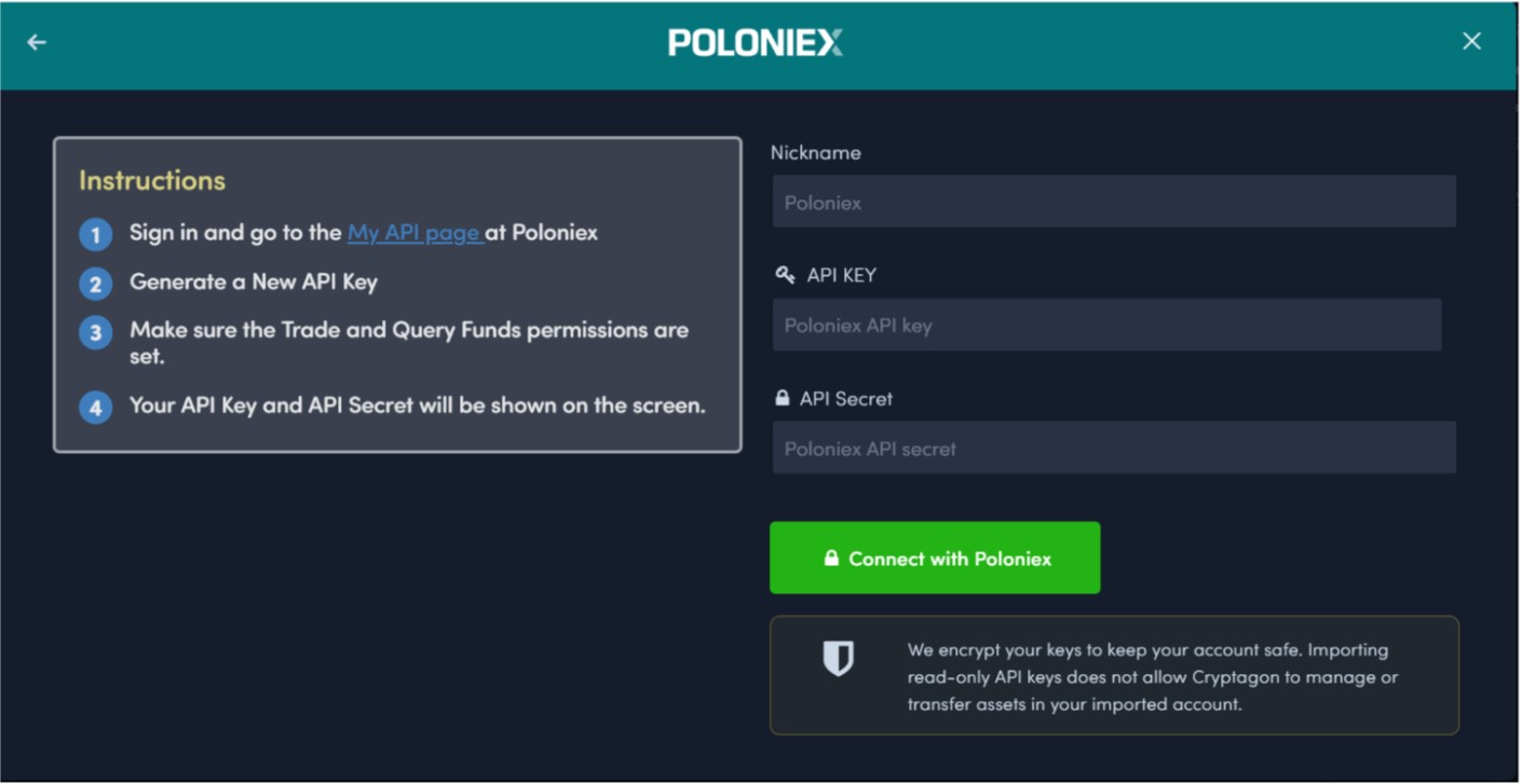 Poloniex Exchange linked to LCX Terminal